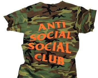 Anti social social club tshirt distressed camo tshirt