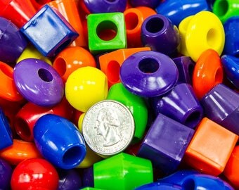 Bright Jumbo Beads 24 COUNT - Bird Toy Parts Plastic Lacing Beads Craft Part Sugar Glider Bunny Rabbit Toy Part