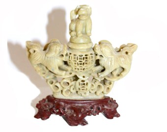 Soapstone Foo Dog Incense Burner. Foo Dog Incense Burner. Foo Dog. Incense Burner. Incense. Ornamental Incense Burner. Soapstone Censer.