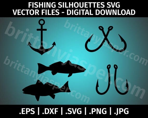 Download Fishing Silhouettes Clipart SVG Vector Bundle Cutting Files