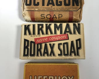 Octagon Display Soap/Kirkman Borax Soap/Old Fashioned Soap/Vintage Laundry Soap/Lifebuoy Soap/Old Time Display/Collectible Soap