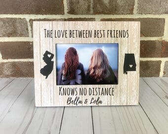 Long Distance Friendship States Frame Personalized Picture Frame The Love Between Best Friends Knows no Distance Gift Long Distance Friend