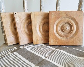 Vintage Wooden Bullseye Molding Pieces