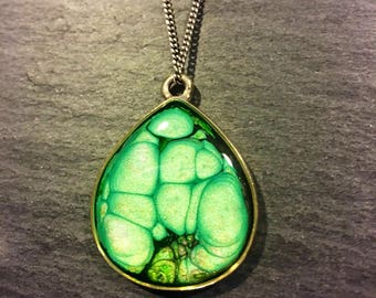 Green Marble Teardrop Earrings For Women - Boho Gold Foil Dangle Earrings, Holiday Gift - View #3