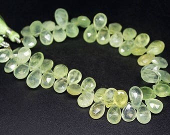 Natural Green Prehnite Faceted Pear Drop Gemstone Craft Loose Beads Strand 8" 11mm 12mm