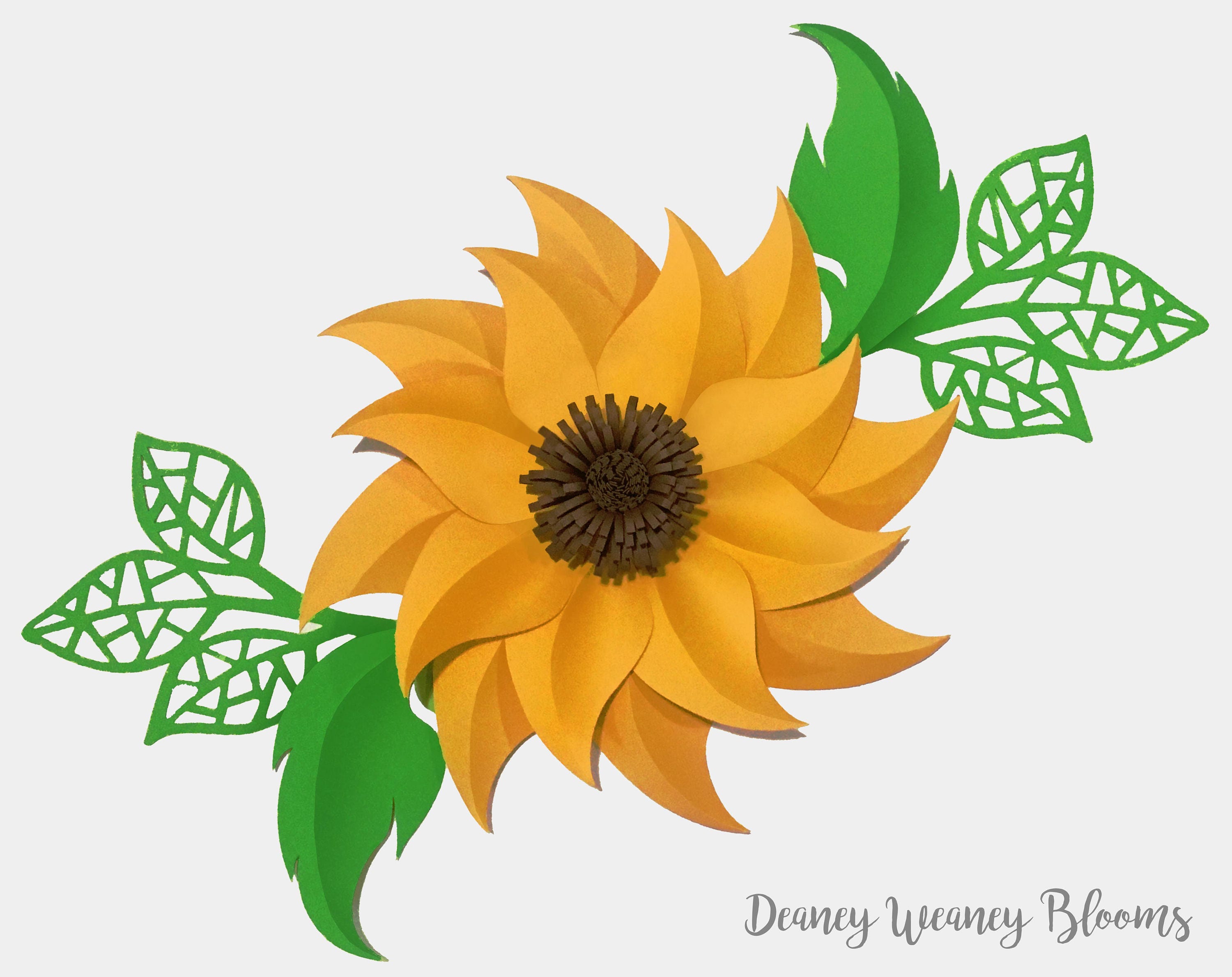 Download SVG and PDF Digital Sunny Sunflower Paper Flower template.