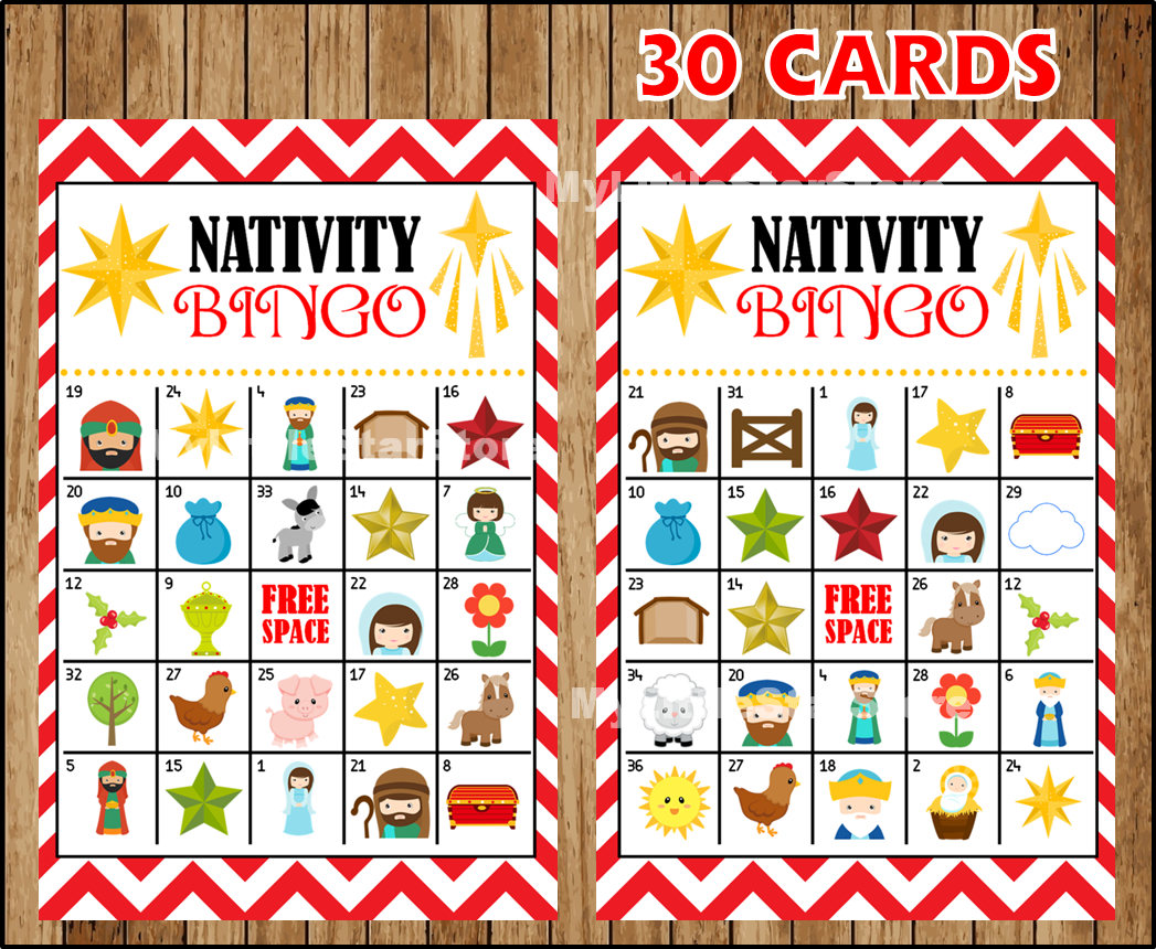 Christmas Nativity Bingo 30 Cards Printable Nativity Bingo
