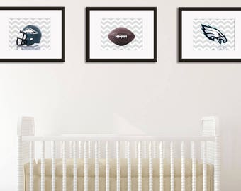 Discount set of 3 Nursery Philadelphia Eagles prints, boys room decor, Philadelphia Eagles, sports decor, Philadelphia Eagles baby boy