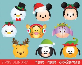 Tsum tsum clipart, tsum tsum graphics, disney tsum tsum, tsum tsum christmas clipart, party, christmas, printable