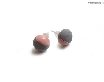CONCRETE IMITATION / / concrete, pastel pink jelly Stud Earrings