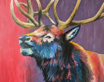 Elk painting | Etsy