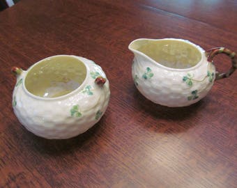 Belleek creamer and Sugar Bowl Set 4th Mark 1946-1955