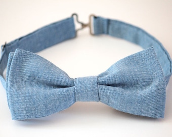 Blue jeans bow tie, light blue denim bow tie, light blue jeans boys bow tie, denim bow tie, mens blue bow tie, mens light blue bow tie