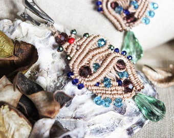 Bohemian chandelier earrings/Bohemian earrings/Macrame earrings