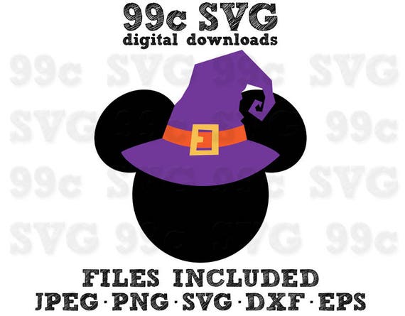 Download Mickey Mouse Halloween Witch Hat SVG DXF Png Vector Cut File
