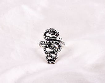 Half Knuckle Sterling Silver Snake Ring S/M M/L