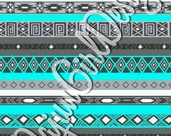 Printed Heat Transfer Paper Aztec Blue Black, HTV vinyl T-shirt Paper Tribal Print