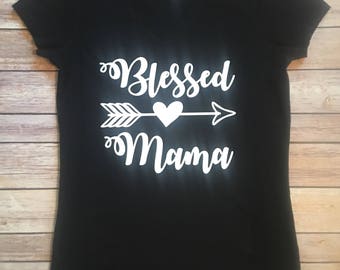 Blessed Mama Gold Foil Graphic Tee