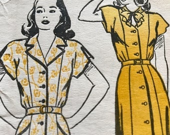 Glamorous Keyhole Neck 1940's Dress Pattern---New York Pattern 894---Size 14 Bust 32