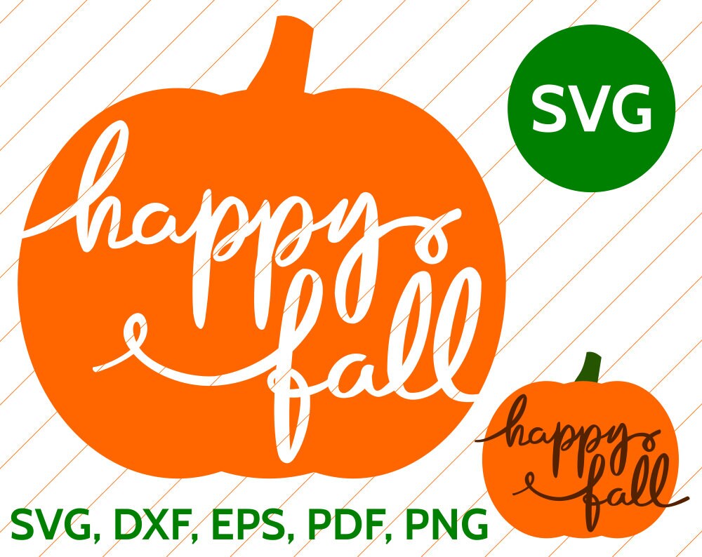 Download Happy Fall SVG Pumpkin Handwritten Calligraphy Cut File ...