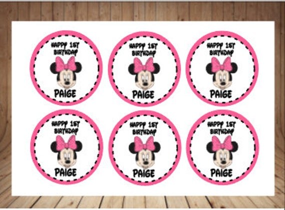 Set of 24 Minnie Mouse Party Labels Minnie Mouse