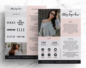 Media Kit Template for Bloggers, Price List + Press Kit, Blogging Media Kit, Advertising Rate Sheet, Social Influencer + Instagrammer Sheet