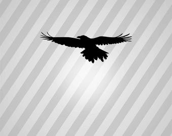flying raven Silhouette - Svg Dxf Eps Silhouette Rld RDWorks Pdf Png AI Files Digital Cut Vector File Svg File Cricut Laser Cut
