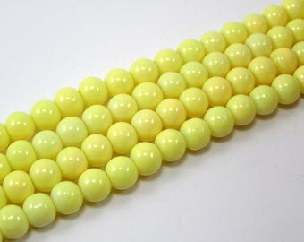 Set of 20 6 mm glass beads brilliant yellow M
