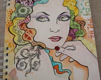 Handmade scrapbook album "Woman's face"