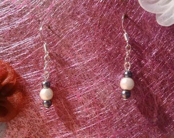 White and gray dangle earrings