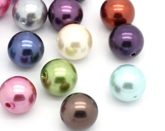 10 mixed acrylic 20mm round smooth beads