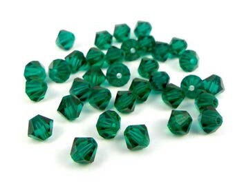 50 x® 4 mm EMERALD Swarovski Crystal bicones