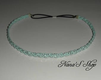 Braided headband, suede Mint rhinestones.