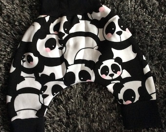 Harem pants racoon 3 months baby winter panda with rosy cheeks