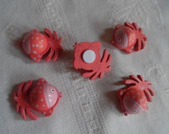 set of 5 fish with adhesive sticker embellishments
