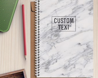 Custom Name Marble Writing journal Notebook White Personalized Notebook Gift Spiral Notebook Notebook A5 Notebook Stoned Notebook A4 Diary