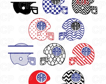 Football Helmet SVG Cut Files, Football Helmet Clipart, Football Monogram Frames Cut Files for Cricut, Silhouette Studio_Digital Download