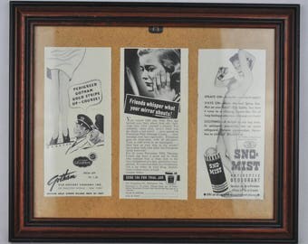 Vintage Framed 1939 WWII Issue of 'Life' Magazine Women's Ladies Product Adverts 11" x 10"