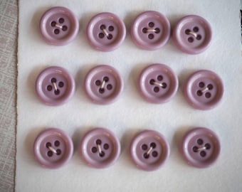 12 small purple buttons 15mm synthetic, shirt or vest or scrapbooking