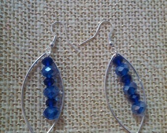 Earrings Silver 925/1000 and blue glass beads