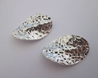 2 grande perle ovale torsadé en métal argenté 28 x 18 mm