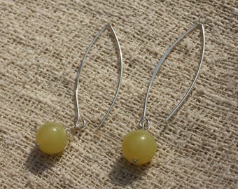 Earrings Silver 925 40mm - lemon Jade 10mm