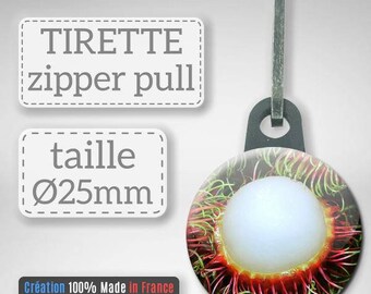Tirette Fruit Tropical Ramboutan litchi chevelu idée Cadeau Badge Zipper 25 mm