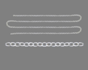Clear 3 meter length of silver metal chain links 2, 5 x 2 x 0, 45mm - free shipping