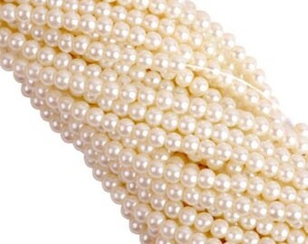 Wholesale lot 500 Silver ivory, ecru, pearly, 6mm