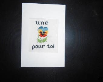 Hand embroidered card on canvas - mind