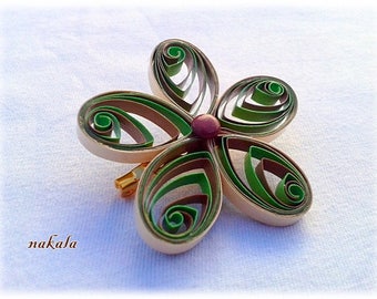 unique painted flower brooch made of paper