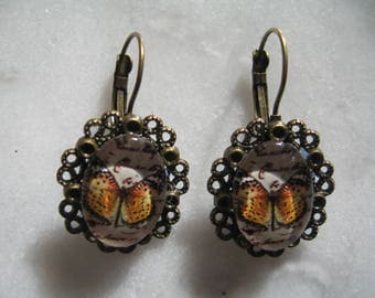 beautiful earrings vintage mustard butterflies
