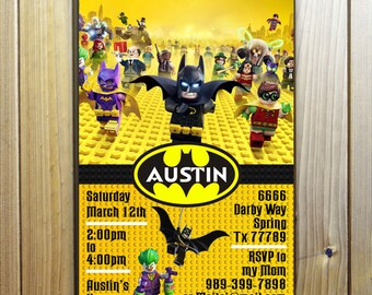 Batman Lego Invitation,Batman Lego Birthday,Batman Lego Party,Batman Birthday Invitation,Batman Lego Party Invitation,Batman Lego Invite