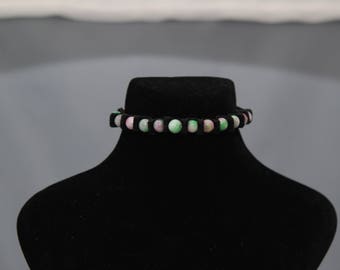 Green Pink gem stone bracelet